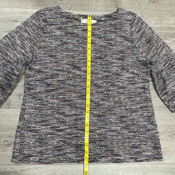 LOFT Boucle Textured Bell Cuff 3/4 Sleeve Top Multicolored L - Picture 11 of 16